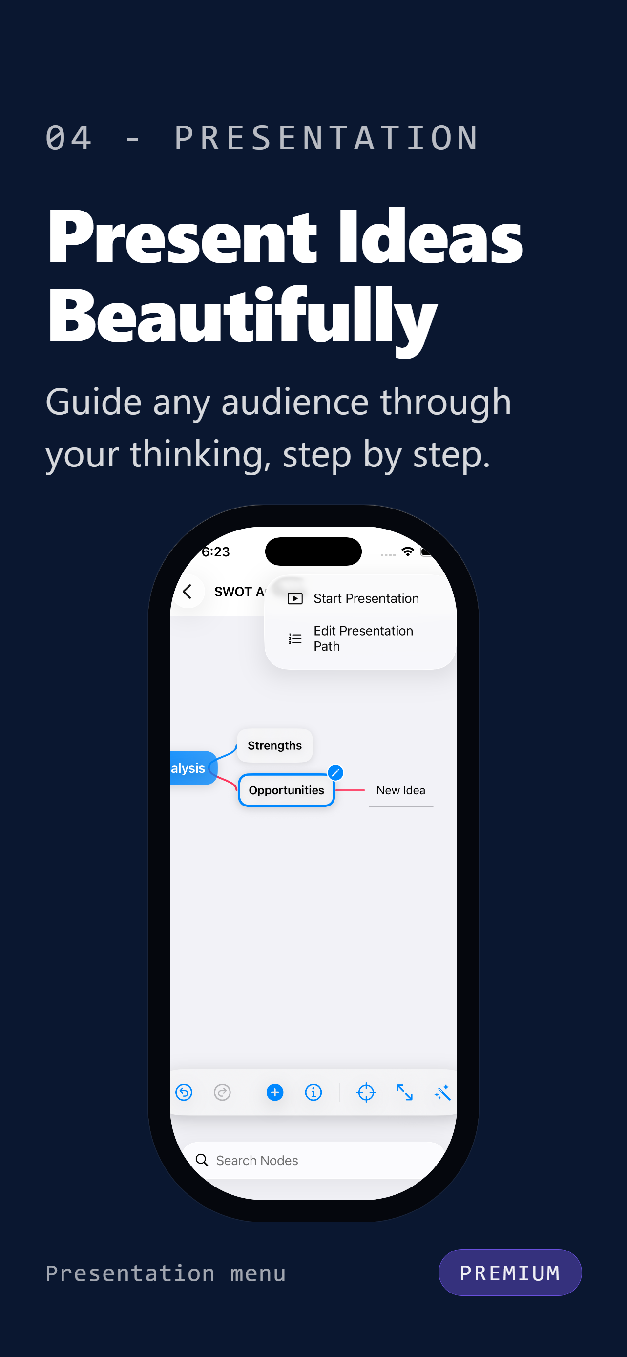 Naimap presentation menu for guided presentations